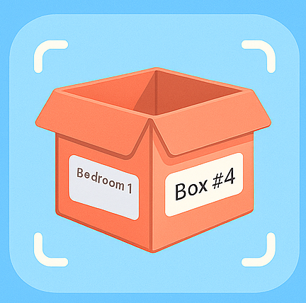 Visual inventory app interface showing BoxAeye's photo-based tracking system
